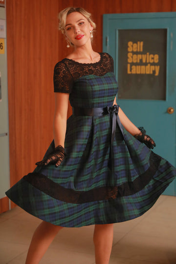 Vestido de 1950 com renda verde